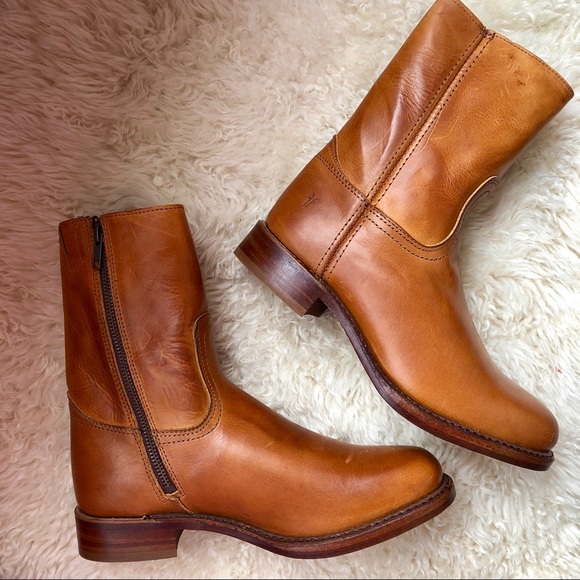 NEW Frye Men Campus Inside Zip Leather Boot COGNAC - Picture 2 of 8